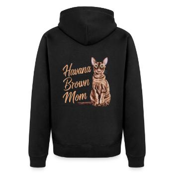 Katze Havanna Braun Geschenk - Unisex Premium Bio Zip Hoodie - Schwarz - Hinten - Nico (187cm)