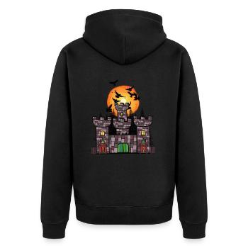 Mittelalter Schloss Burg Festung Kinder Kind - Unisex Premium Bio Zip Hoodie - Schwarz - Hinten - Nico (187cm)