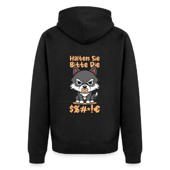Wolf please shut up - Unisex Premium Organic Zip Hoodie - black - Back - Nico (187cm)