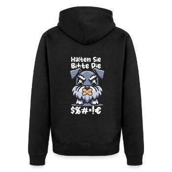Schnauzer dog please keep your mouth shut - Unisex Premium Organic Zip Hoodie - black - Back - Nico (187cm)