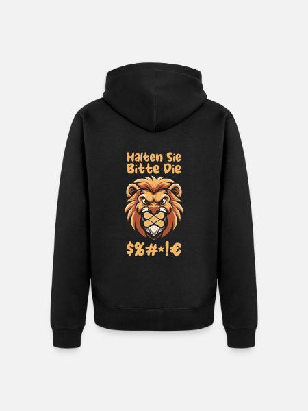 Lion, please shut up - Unisex Premium Organic Zip Hoodie - black