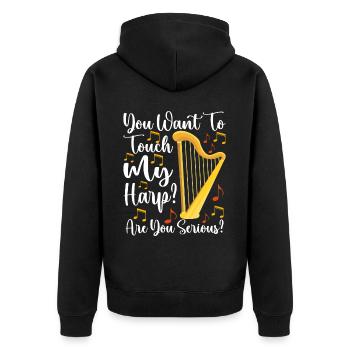 Harfe Design Für Harfenspieler - Unisex Premium Bio Zip Hoodie - Schwarz - Hinten - Nico (187cm)