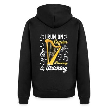 Harfe Design Für Harfenspieler - Unisex Premium Bio Zip Hoodie - Schwarz - Hinten - Nico (187cm)
