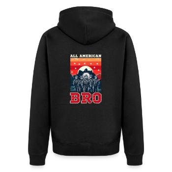4. Juli Coal Miner All American Bro - Unisex Premium Bio Zip Hoodie - Schwarz - Hinten - Nico (187cm)
