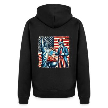 Millésime de la fête de l’indépendance américaine le 4 juillet - Veste à capuche bio Premium Unisexe - noir - Dos - Nico (187cm)
