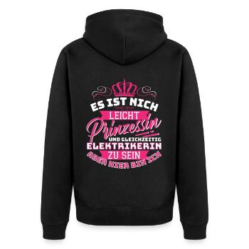 Prinzessin & Elektrikerin - Lustiges Elektro - Unisex Premium Bio Zip Hoodie - Schwarz - Hinten - Nico (187cm)