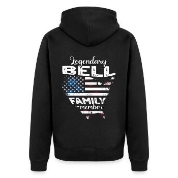 Familie Bell US - Unisex Premium Bio Zip Hoodie - Schwarz - Hinten - Nico (187cm)