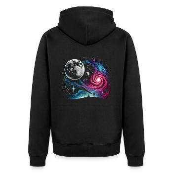 Astronomy Telescope Space - Unisex Premium Organic Zip Hoodie - black - Back - Nico (187cm)