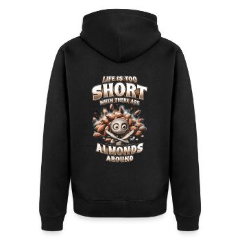 Almond allergy - Unisex Premium Organic Zip Hoodie - black - Back - Nico (187cm)