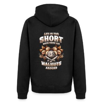 Walnut allergy - Unisex Premium Organic Zip Hoodie - black - Back - Nico (187cm)