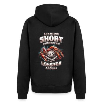 Hummerallergie Allergic To Stupidity And Lobster - Unisex Premium Bio Zip Hoodie - Schwarz - Hinten - Nico (187cm)
