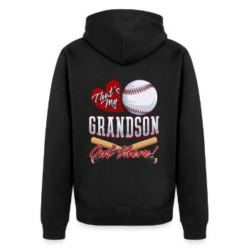 Grand-père « C’est mon petit-fils là-bas » Baseball - Veste à capuche bio Premium Unisexe - noir - Dos - Nico (187cm)