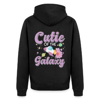 Galactic Cute: "Cutie of the Galaxy Girl, Girl - Unisex Premium Organic Zip Hoodie - black - Back - Nico (187cm)