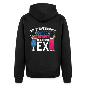 Bartender Mixologist We Serve - Unisex Premium Bio Zip Hoodie - Schwarz - Hinten - Nico (187cm)