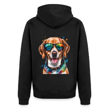 Beagle Sunglasses Dog Funny Animal Design Print - Unisex Premium Organic Zip Hoodie - black - Back - Nico (187cm)