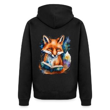 Livre de lecture renard imprimé de conception animale colorée - Veste à capuche bio Premium Unisexe - noir - Dos - Nico (187cm)