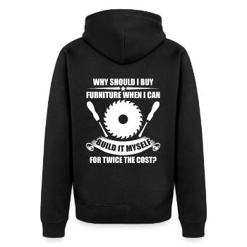 Woodworking Wood Furniture Workshop - Unisex Premium Bio Zip Hoodie - Schwarz - Hinten - Nico (187cm)