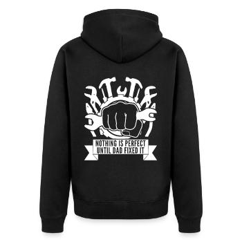 Dad DIY Workshop Craftsman Handyman - Unisex Premium Bio Zip Hoodie - Schwarz - Hinten - Nico (187cm)