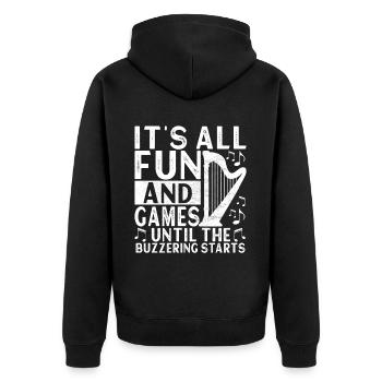 Harfe Design Für Harfenspieler - Unisex Premium Bio Zip Hoodie - Schwarz - Hinten - Nico (187cm)