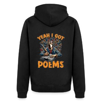Amateur de poésie oui j’ai des poèmes Professeur de littérature - Veste à capuche bio Premium Unisexe - noir - Dos - Nico (187cm)