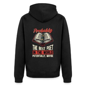 Poetry Lover Probably The Best Poet Bookish Reader - Unisex Premium Bio Zip Hoodie - Schwarz - Hinten - Nico (187cm)