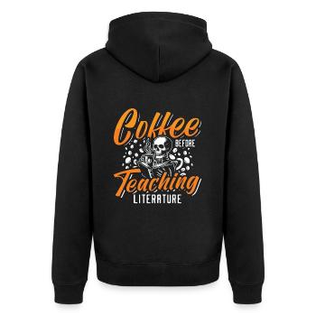 Professeur de littérature Café Rat de bibliothèque Amateur de café - Veste à capuche bio Premium Unisexe - noir - Dos - Nico (187cm)