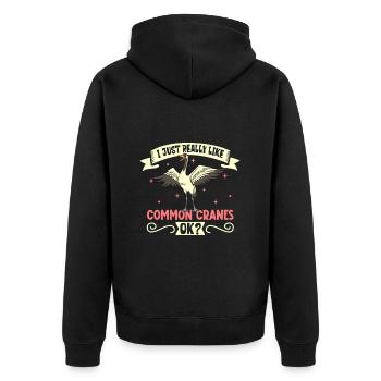 Ich liebe meinen Kranich - Unisex Premium Bio Zip Hoodie - Schwarz - Hinten - Nico (187cm)