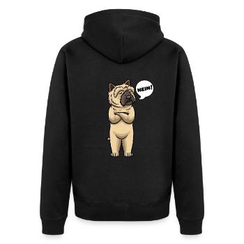 Cairn Terrier Hund Nein - Unisex Premium Bio Zip Hoodie - Schwarz - Hinten - Nico (187cm)