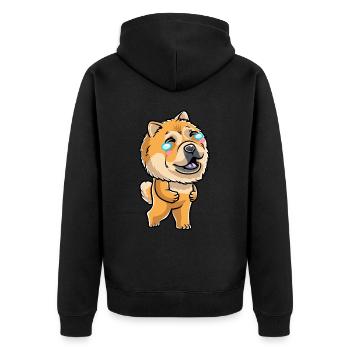 Chow-chow-hund-emoticon - Unisex Premium Bio Zip Hoodie - Schwarz - Hinten - Nico (187cm)