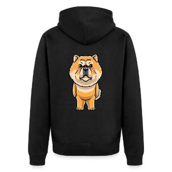 Chow-chow-hund-emoticon - Unisex Premium Bio Zip Hoodie - Schwarz - Hinten - Nico (187cm)