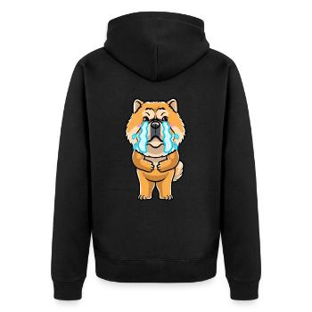 Chow-chow-hund-emoticon - Unisex Premium Bio Zip Hoodie - Schwarz - Hinten - Nico (187cm)
