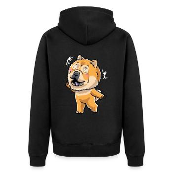 Chow-chow-hund-emoticon - Unisex Premium Bio Zip Hoodie - Schwarz - Hinten - Nico (187cm)