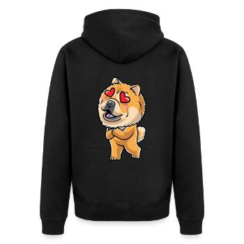 Chow-chow-hund-emoticon - Unisex Premium Bio Zip Hoodie - Schwarz - Hinten - Nico (187cm)