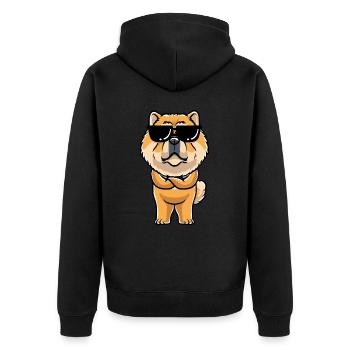 Chow-chow-hund-emoticon - Unisex Premium Bio Zip Hoodie - Schwarz - Hinten - Nico (187cm)