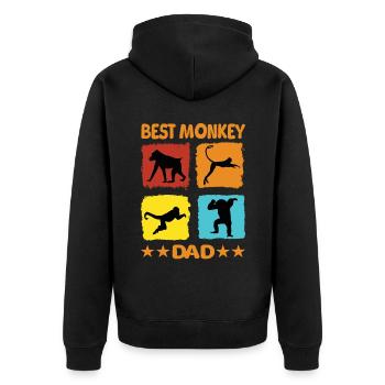 Best Monkey Dad - Unisex Premium Bio Zip Hoodie - Schwarz - Hinten - Nico (187cm)