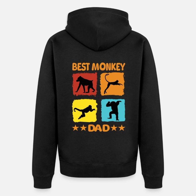 Best Monkey Dad - Unisex Premium Organic Zip Hoodie - black