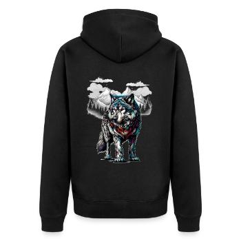 Loups, Loup, Nature, Nature, Sauvage, Animaux Sauvages, Animaux De Meute - Veste à capuche bio Premium Unisexe - noir - Dos - Nico (187cm)