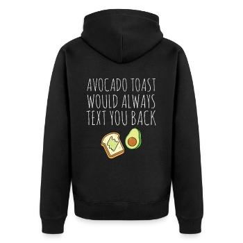 Avocado Guacamole Vegan Geschenk - Unisex Premium Bio Zip Hoodie - Schwarz - Hinten - Nico (187cm)
