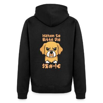 Golden Retrievers please shut up - Unisex Premium Organic Zip Hoodie - black - Back - Nico (187cm)