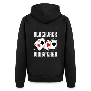 Blackjack - Unisex Premium Organic Zip Hoodie - black - Back - Nico (187cm)