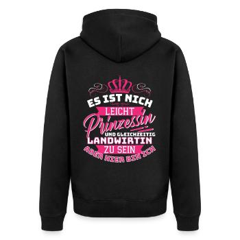 Princess & Farmer - La femme drôle d’un fermier - Veste à capuche bio Premium Unisexe - noir - Dos - Nico (187cm)