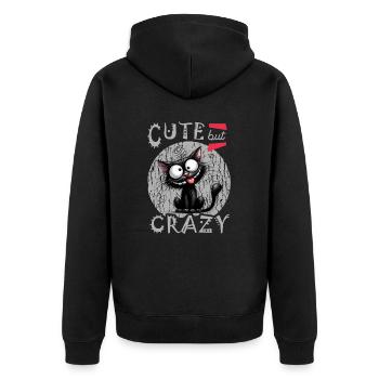 Katzenliebhaber Ugly Lustige Sprüche Katzen - Unisex Premium Bio Zip Hoodie - Schwarz - Hinten - Nico (187cm)