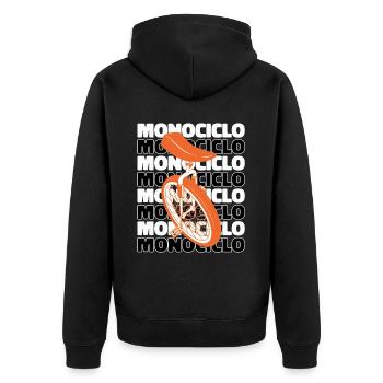 Einrad Einrad Einrad Unicycle Einrad - Unisex Premium Bio Zip Hoodie - Schwarz - Hinten - Nico (187cm)