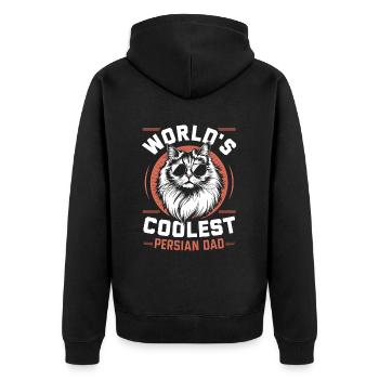 Katze Perser Geschenk - Unisex Premium Bio Zip Hoodie - Schwarz - Hinten - Nico (187cm)