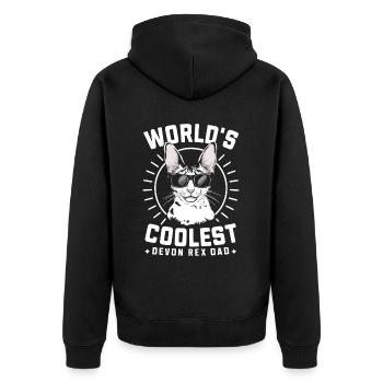 Katze Devon Rex Geschenk - Unisex Premium Bio Zip Hoodie - Schwarz - Hinten - Nico (187cm)