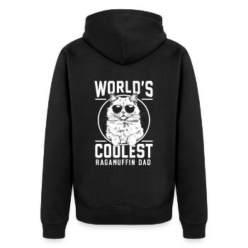 Katze Ragamuffin Geschenk - Unisex Premium Bio Zip Hoodie - Schwarz - Hinten - Nico (187cm)