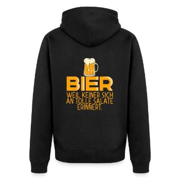 Bier Nicht Salat Lustiges Bier Design - Unisex Premium Bio Zip Hoodie - Schwarz - Hinten - Nico (187cm)