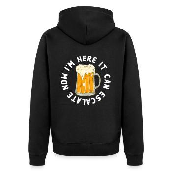Es Kann Eskalieren Humorvolles Bier Trinken - Unisex Premium Bio Zip Hoodie - Schwarz - Hinten - Nico (187cm)