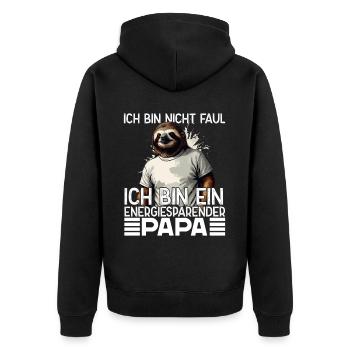 Funny Sloth Dad Humorous Saying - Unisex Premium Organic Zip Hoodie - black - Back - Nico (187cm)