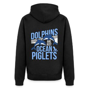 Les dauphins ne sont que des porcelets de l’océan, les dauphins sont de l’océan - Veste à capuche bio Premium Unisexe - noir - Dos - Nico (187cm)